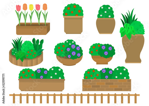 ガーデニング　植木　セット　イラスト