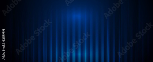 Illustration Abstract light stripes line pattern. Vector graphic design with blank, empty space on gradient blue color background. Futuristic digital technology for template or banner background