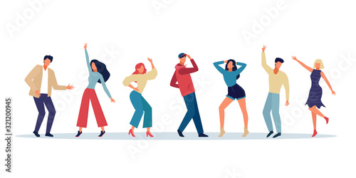 dancing people. happy joy persons jumping have fun dancehall couple celebration young active persons. vector dancers