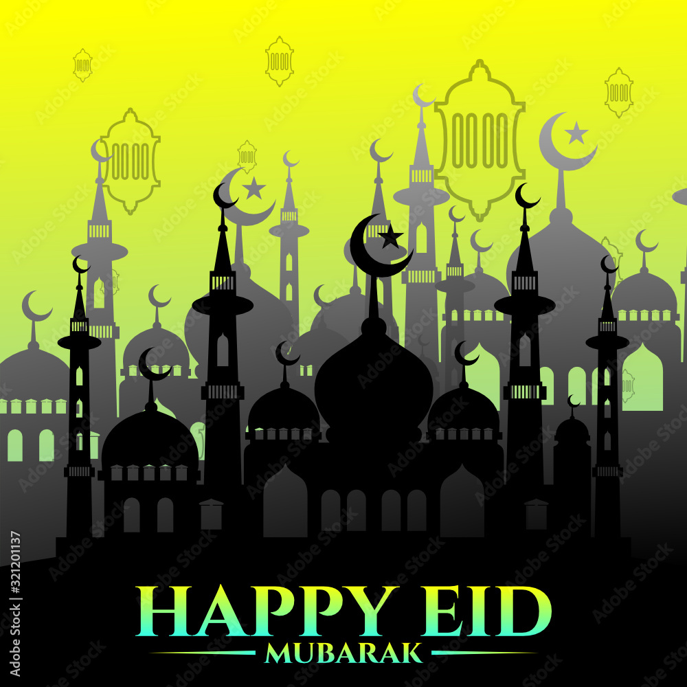 happy eid mubarak design vector