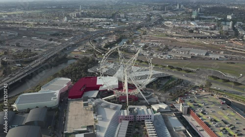 Aerial video of Dockland at Melbourne Star in Melbourne, Australia