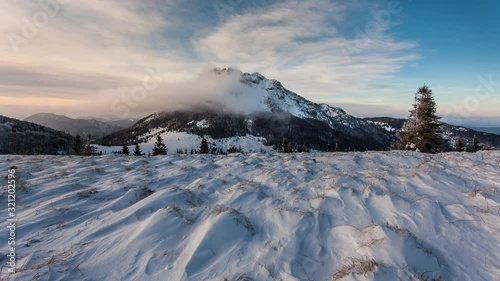 Time lapse of winter mountain  landscape  in Slovakia