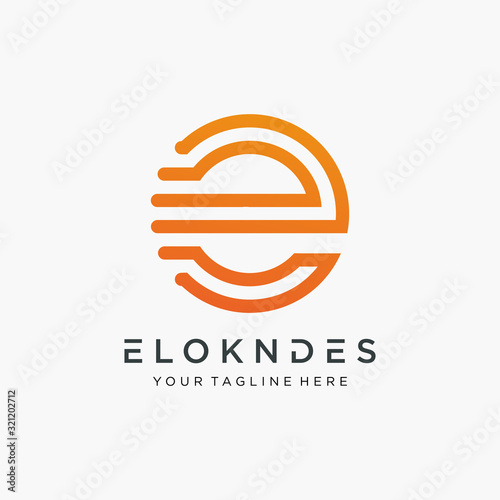 initial letter E motion logo design with speed element. symbol evolution for technology digital. -vector