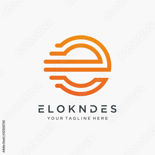 initial letter E motion logo design with speed element. symbol evolution for technology digital. -vector