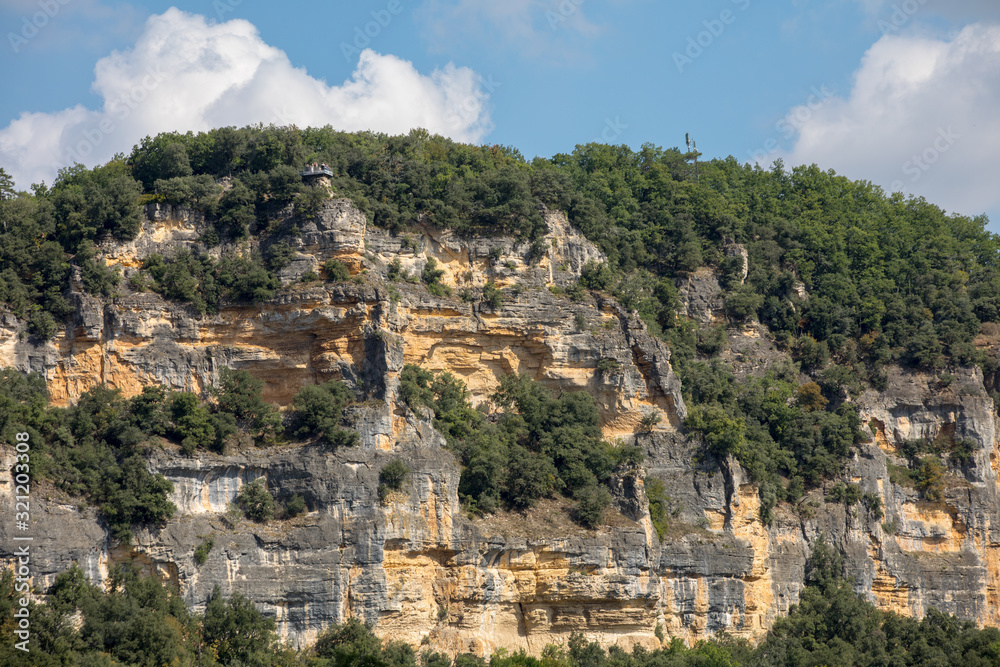 Landscape of the Dordogne river valley between La Roque-Gageac and Castelnaud, Aquitaine, France