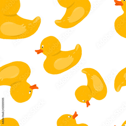 Cute pattern of yellow ducks for wrapping paper, greetings of friends, textiles, notebooks, etc.