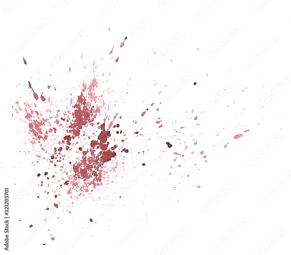 Hand drawn watercolor red splash isolated on a white background.