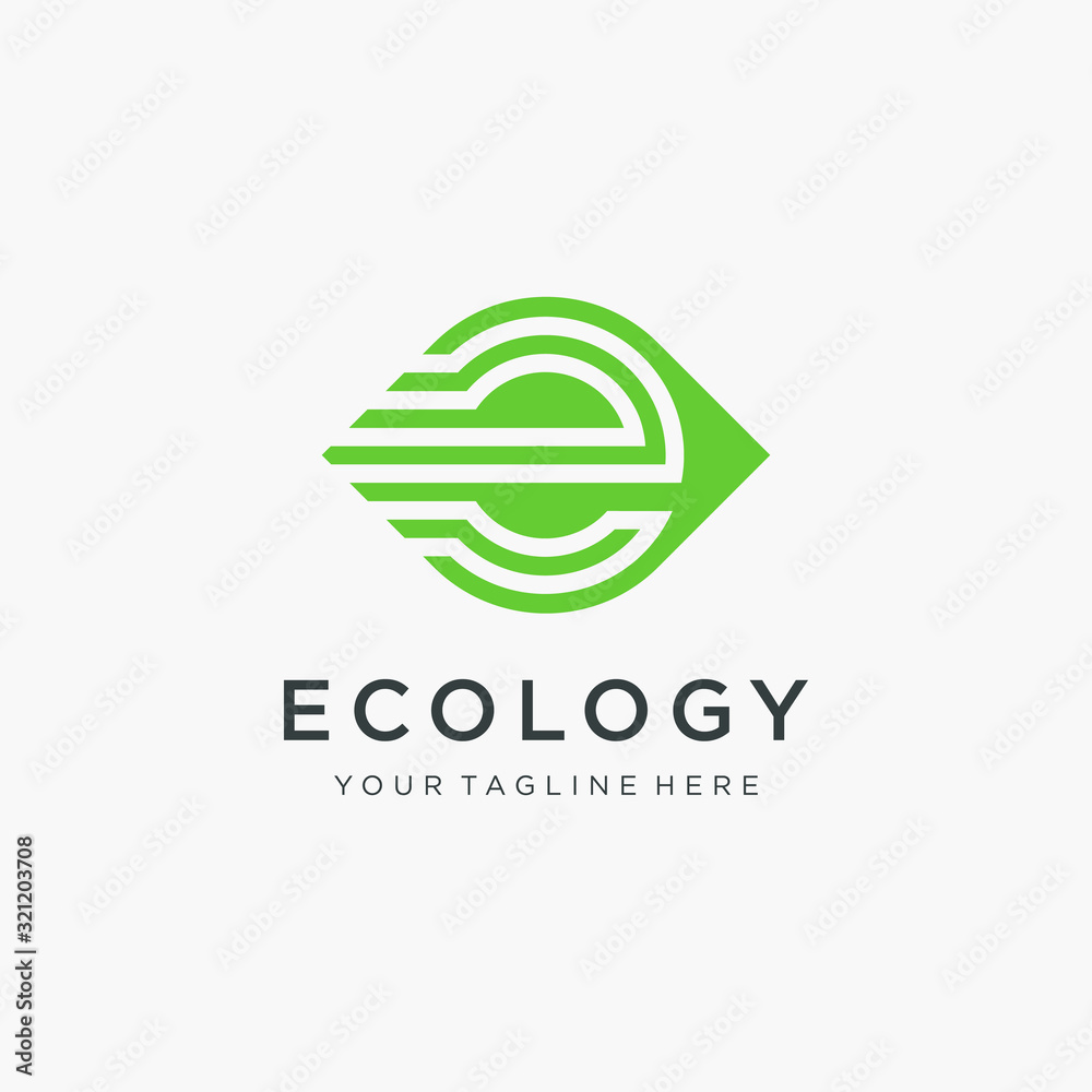 Letter E logo design with leaf concept. natural beauty skincare logo vector.