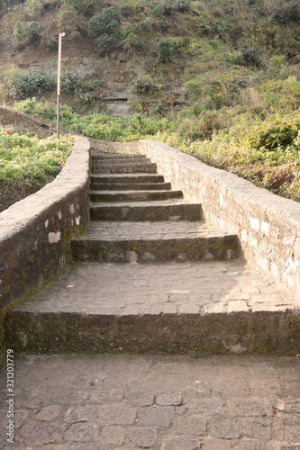 Stairway to the top of the temple in india.