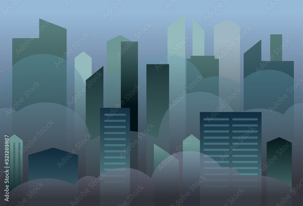 Background vector city full air pollution.