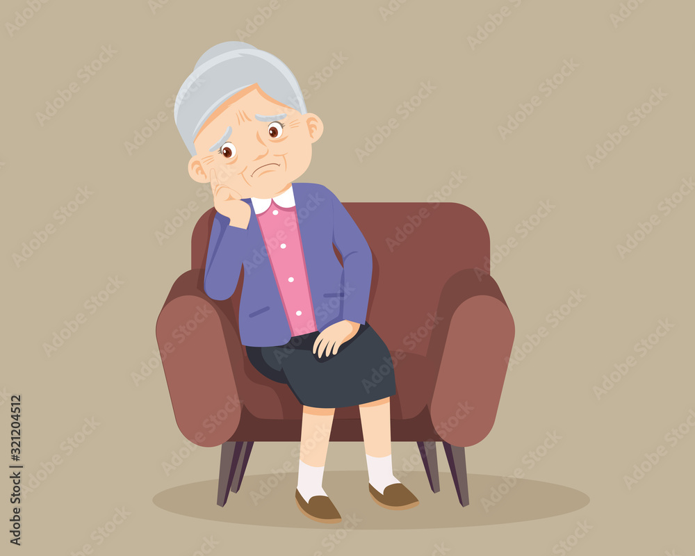 Senior woman sitting alone on sofa Senior woman sitting alone on sofa