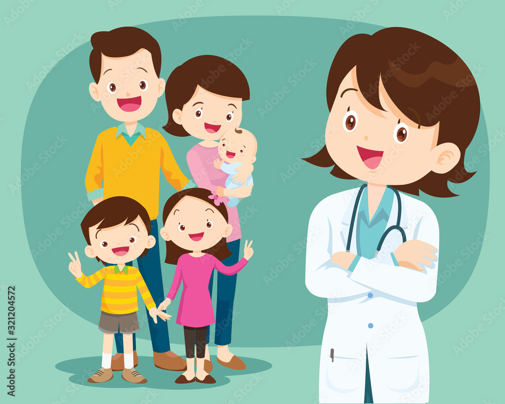Smiling medical doctor and cute family2 Smiling medical doctor and cute family2