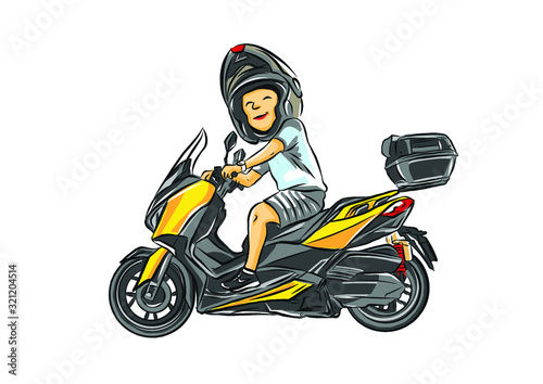 Adventure touring motorcycle Vector with graphic.