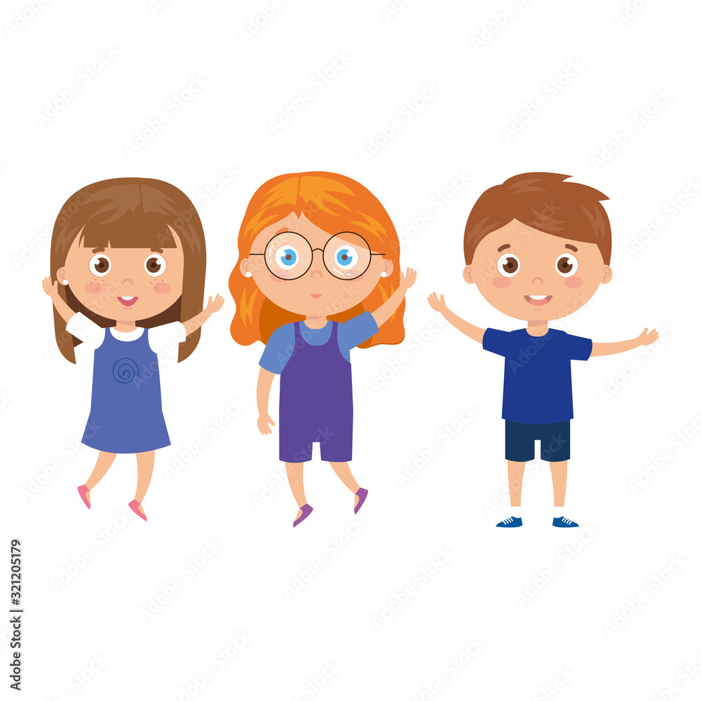 children standing on white background vector illustration design