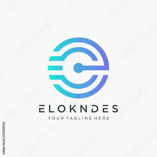 initial letter EC CE motion logo design with speed and chip element. symbol evolution for technology digital. -vector