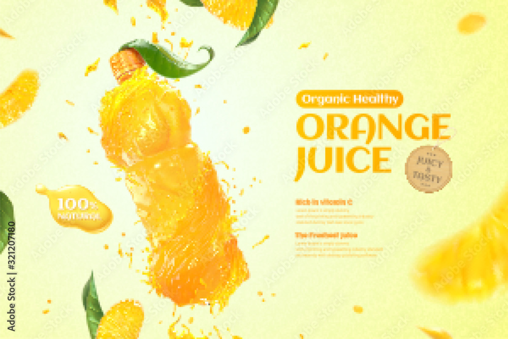 Orange bottle juice ads Stock Vector | Adobe Stock