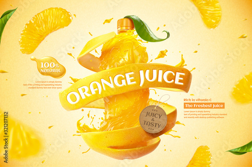 Orange bottle juice ads