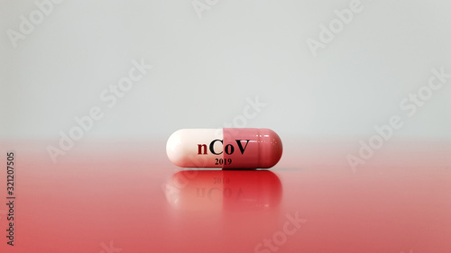 Medication of antiviral capsule. This drug used to treatment and prevention for new corona virus infection(novel coronavirus 2019 or nCoV 2019 or Wuhan virus). Pandemic infectious disease concept photo