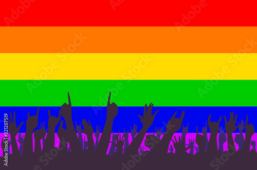 LGBT Rainbow Transgender Rainbow Flag With Waving Hands