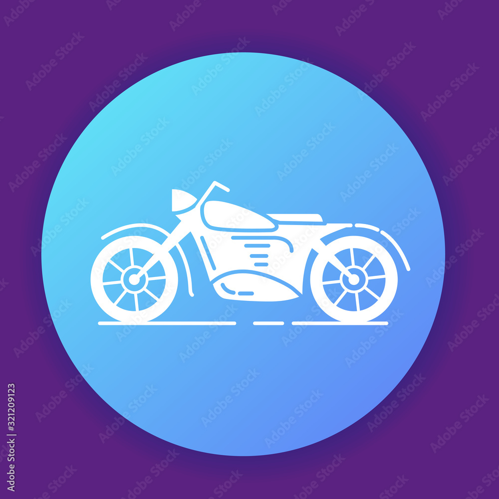Icon motorcycle chopper.Cruiser bike.Flat line art style a vector. Icon motorcycle chopper.Cruiser bike.Flat line art style a vector.