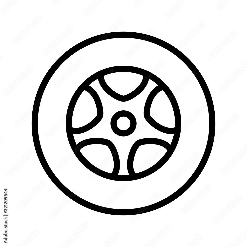 Car wheel line icon vector