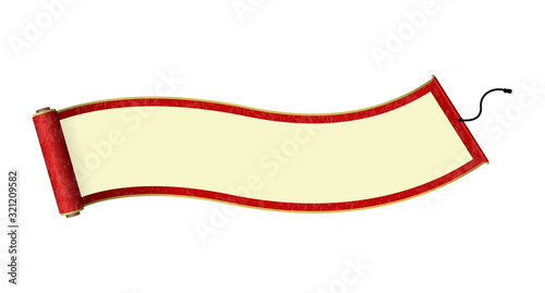 Japanese traditional scroll paper vector illustration / red