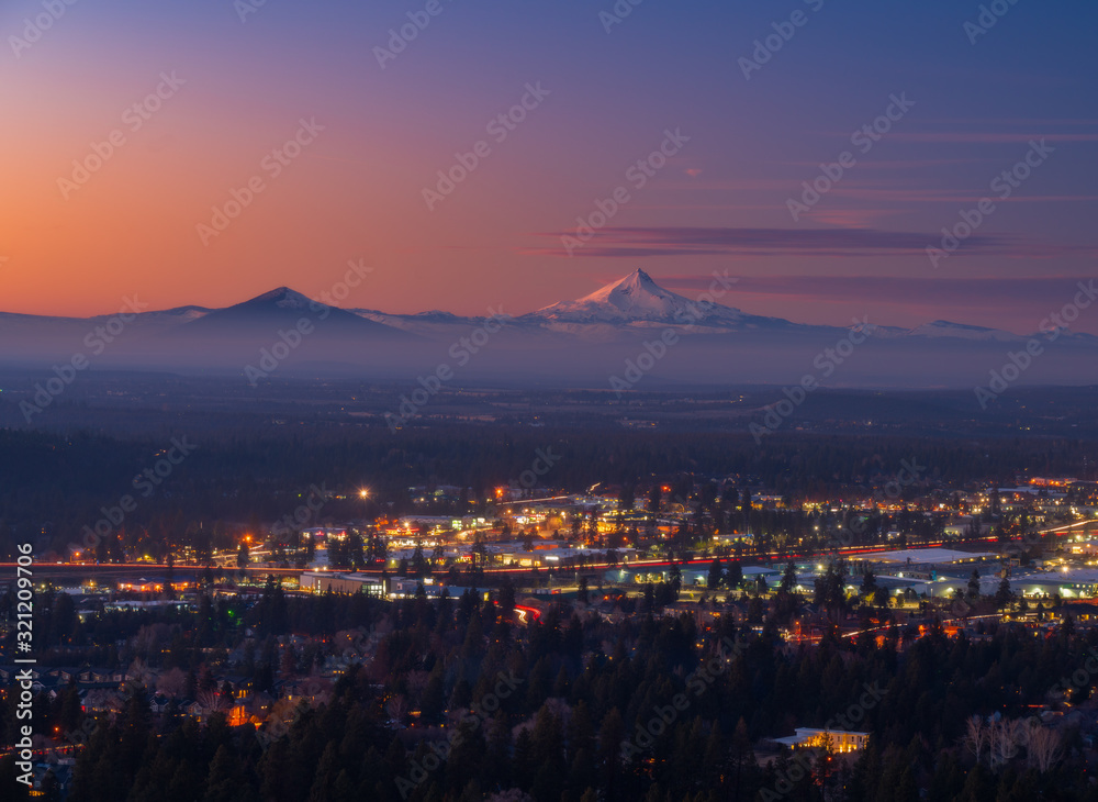 Mountain and City Lights - Bend Oregon