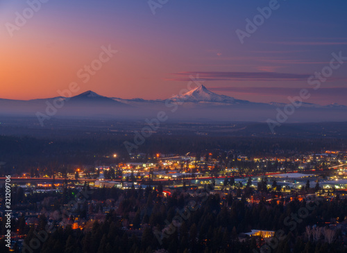 Mountain and City Lights - Bend Oregon