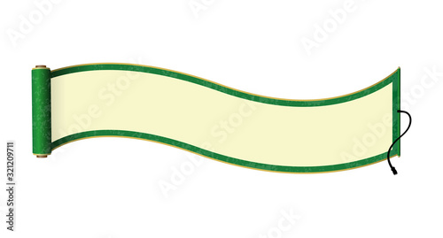 Japanese traditional scroll paper vector illustration / green
