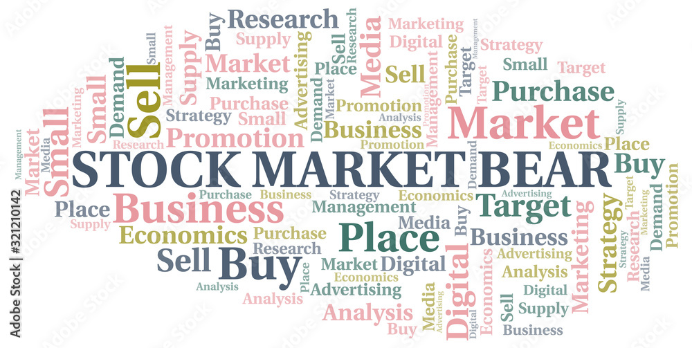 Stock Market Bear word cloud. Vector made with text only.
