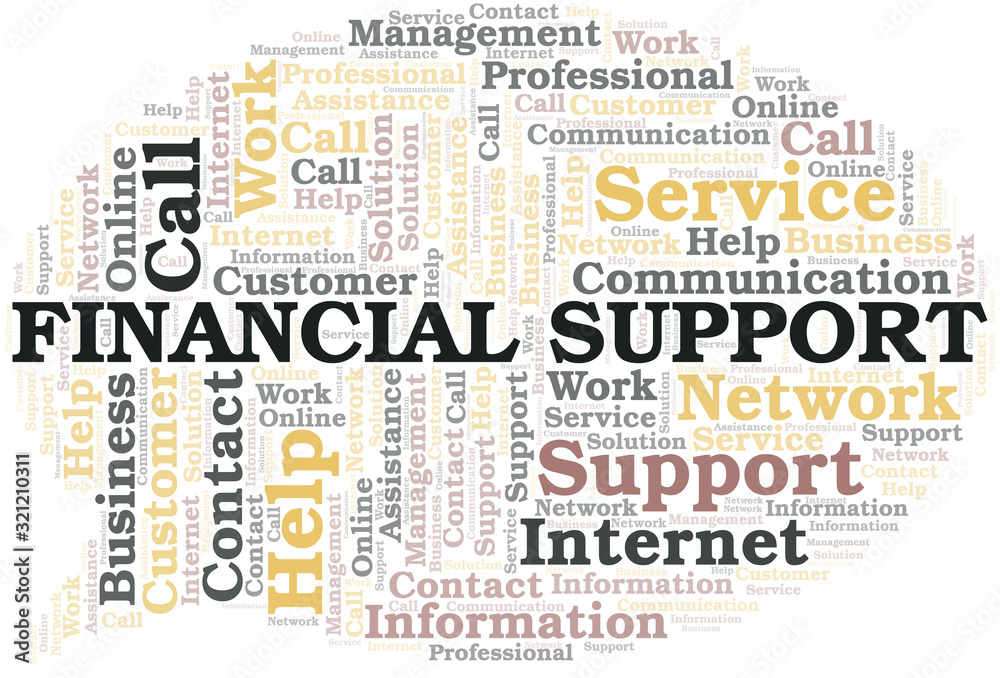 Financial Support word cloud vector made with text only. Financial Support word cloud vector made with text only.