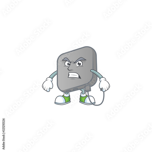 cartoon character of power bank with angry face