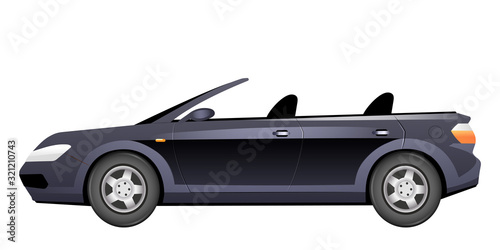 Elegant cabriolet cartoon vector illustration. Stylish summer car without roof flat color object. Fashionable personal vehicle isolated on white background. Luxurious new automobile side view