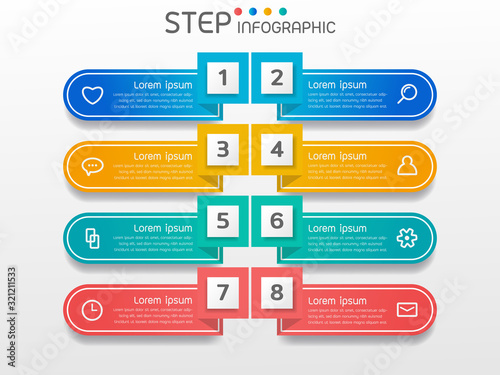 Geometric shape infographic elements with steps,options,processes or workflow.Business data visualization. Creative step infographic template for presentation,vector illustration.