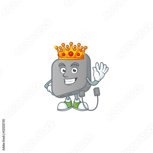 A dazzling of power bank stylized of King on cartoon mascot design
