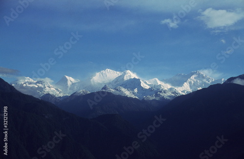 Mt. Kanchenjunga among other peaks shot from Pelling, Sikkim, India.