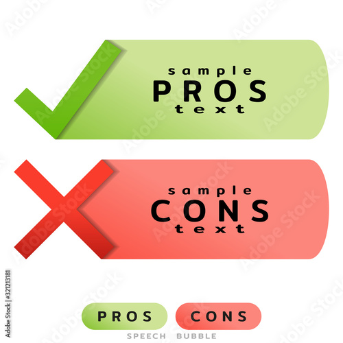 Pros Cons message windows. Correct Wrong. Design template for informative articles, weighing facts. Did you know. Vector