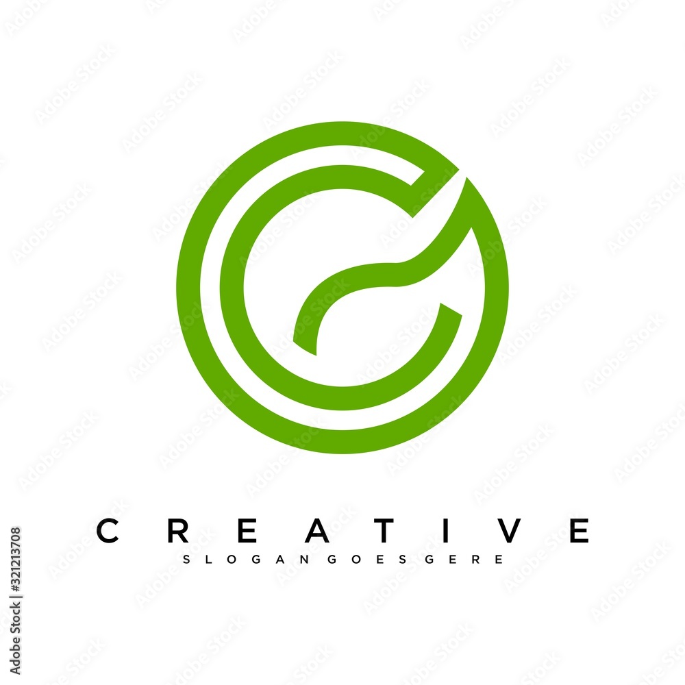 abstract initial letter C logo circle with leaf design template Stock ...