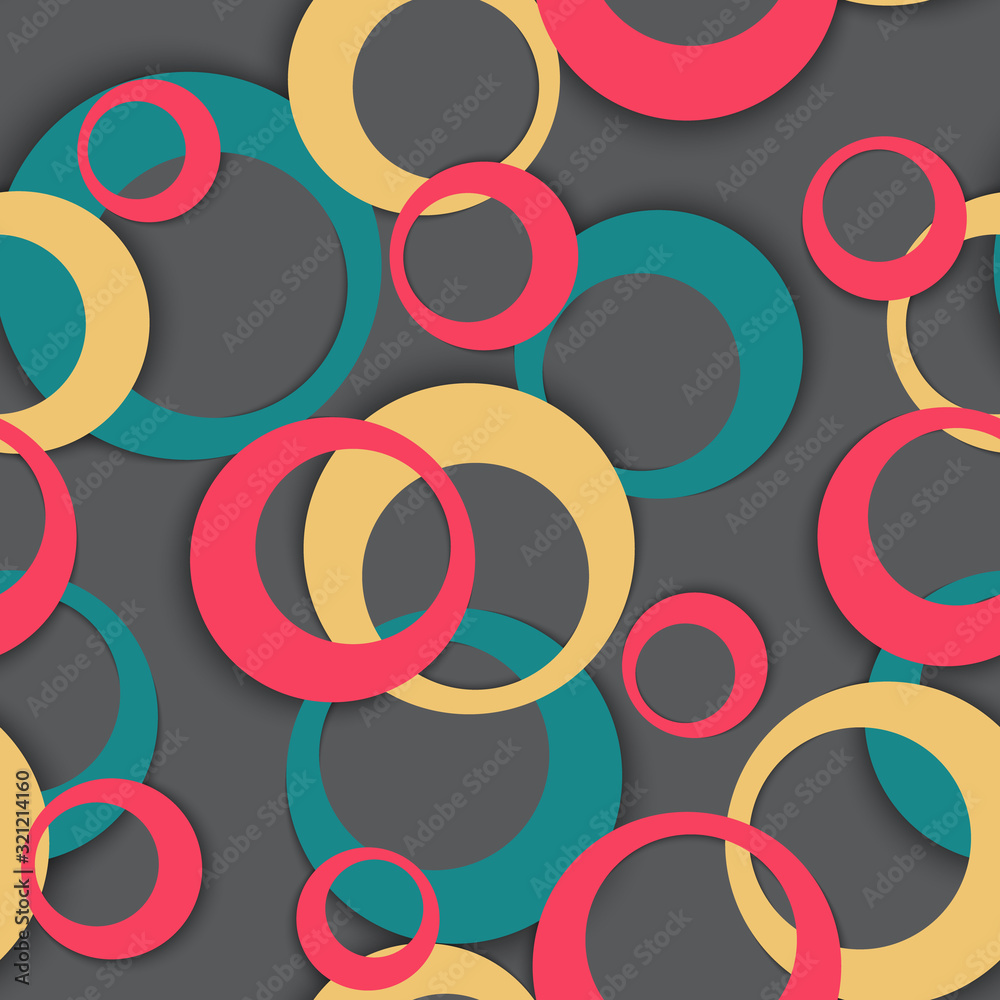 Circle rings geometric seamless pattern, round shapes Circle rings geometric seamless pattern, round shapes