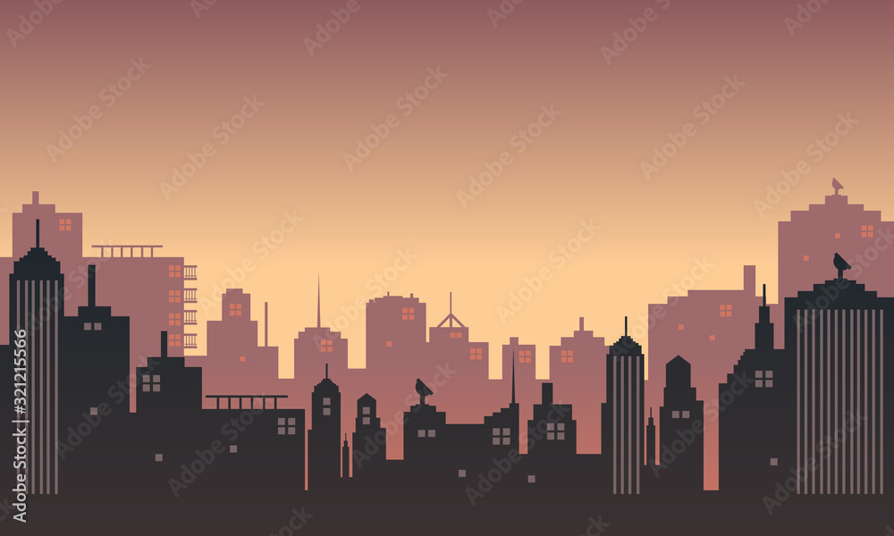 Vector background with twilight in an urban
