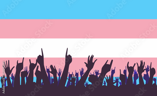 Transgender Pride Flag With Waving Hands
