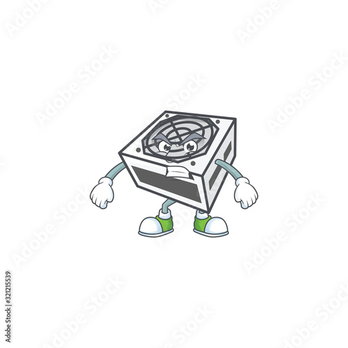 cartoon character of power supply unit white color with angry face