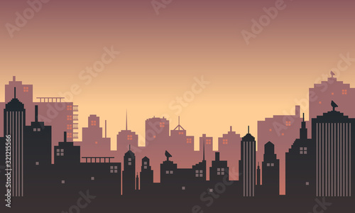 Vector background with twilight in an urban