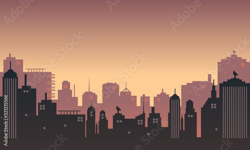 Vector background with twilight in an urban