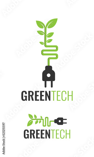 Green eco technology logo vector design