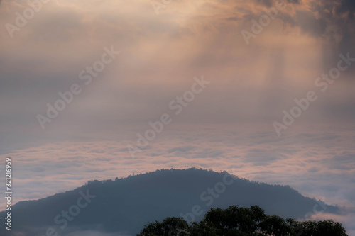 White mist Alternating with the mountain views at Doi Ang Khang Chiang Mai Province.