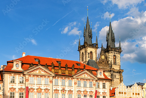  Beautiful Tyn church in Prague. Sightseeing places of Prague.