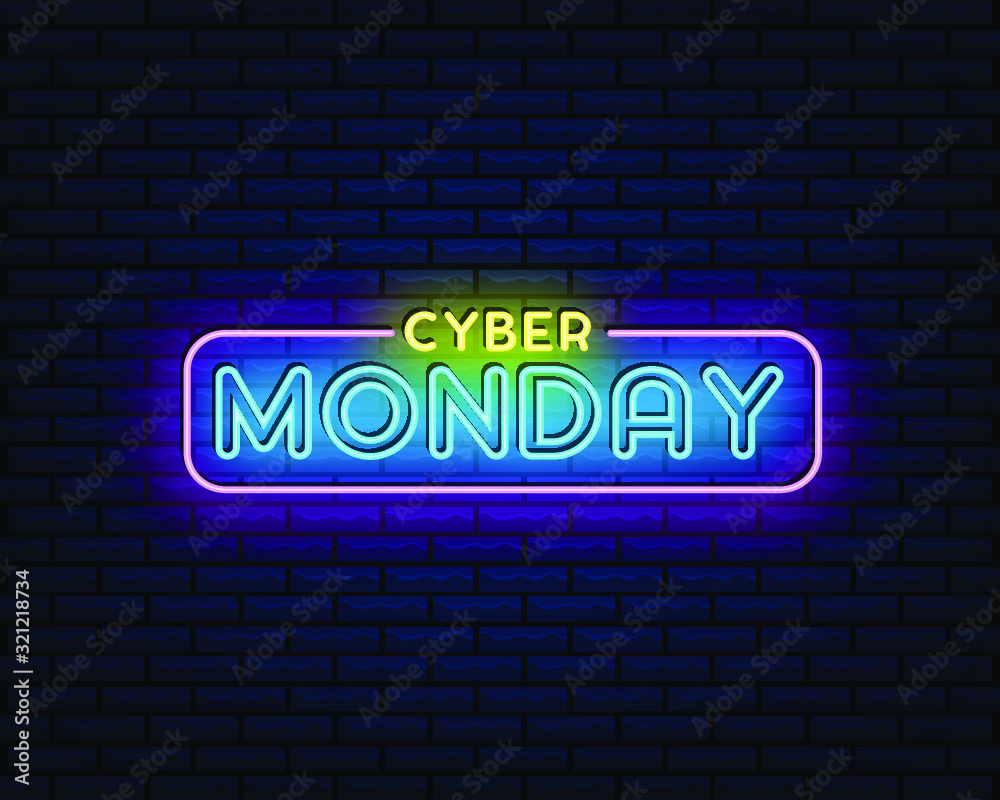 cyber monday neon sign, vector illustration cyber monday neon sign, vector illustration