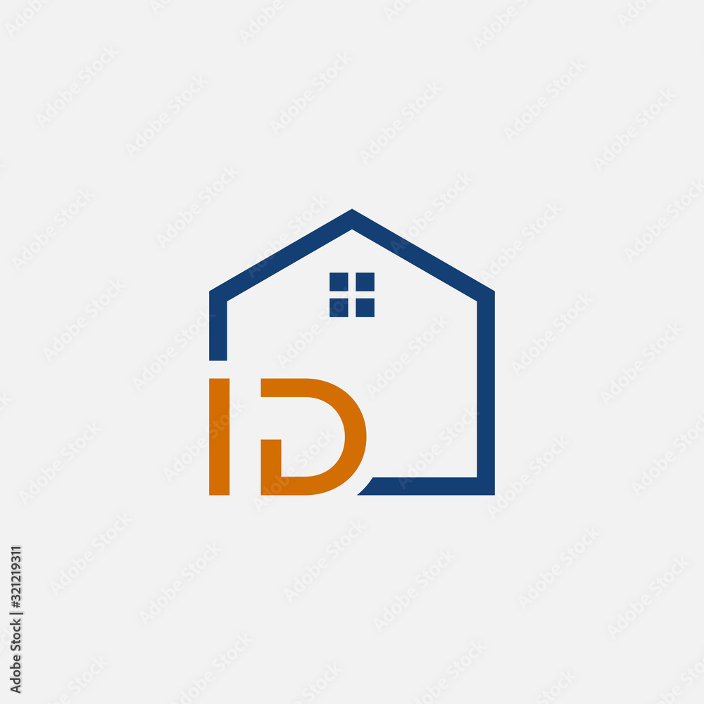 letter I D with House element. Construction logo template, Home and Real Estate icon. Housing Complex Simple Vector Logo Template. - vector letter I D with House element. Construction logo template, Home and Real Estate icon. Housing Complex Simple Vector Logo Template. - vector
