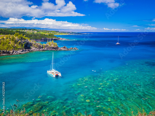 Foto Landscape of Honolua Bay in Maui Hawaii